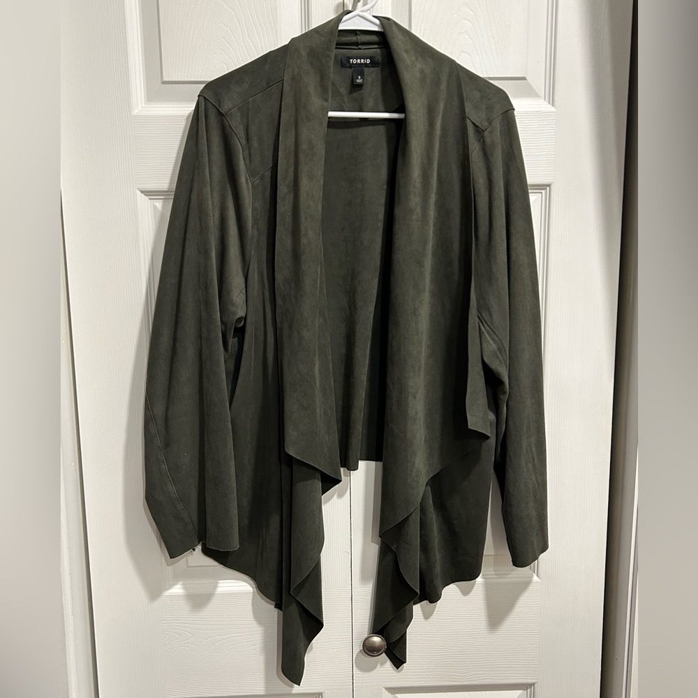 TORRID Draped Open Front Blazer, Forest Green, Size 3